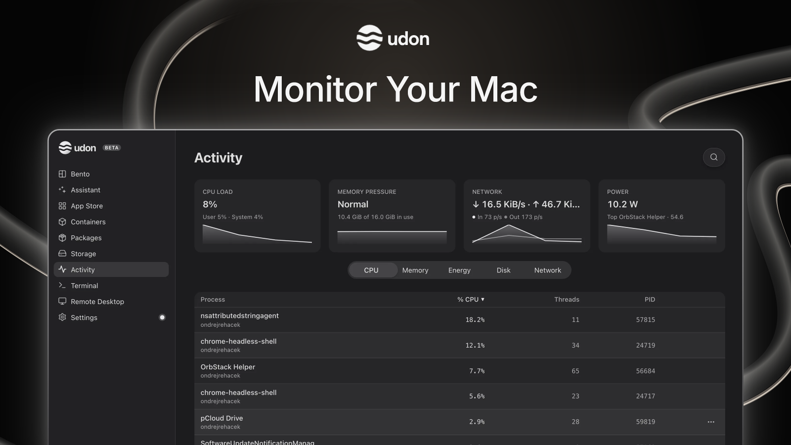 Monitor Your Mac, dark preview