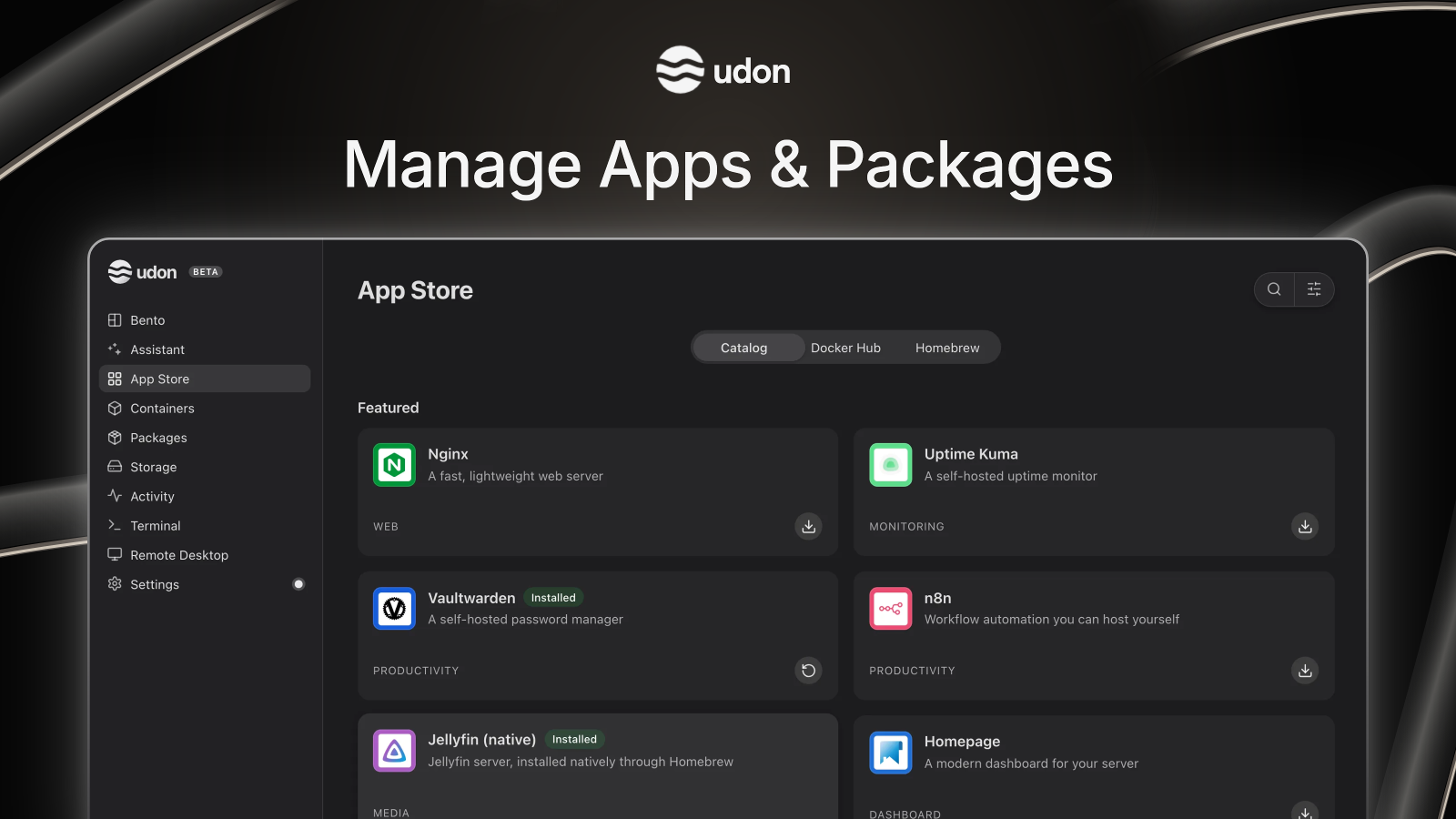 Manage Apps & Packages, dark preview