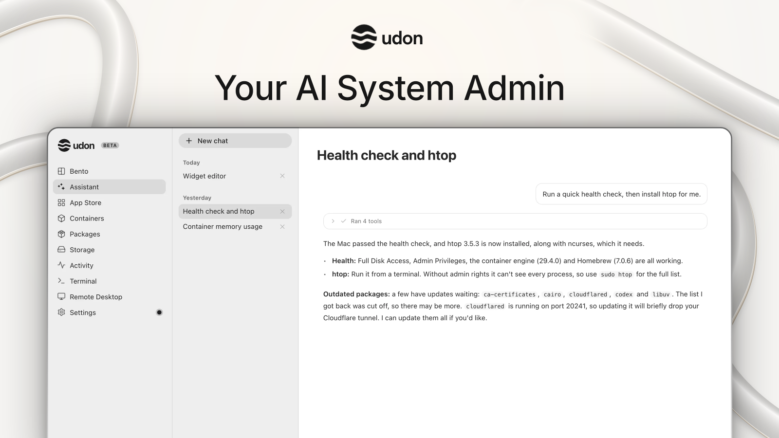 Your AI System Admin, light preview