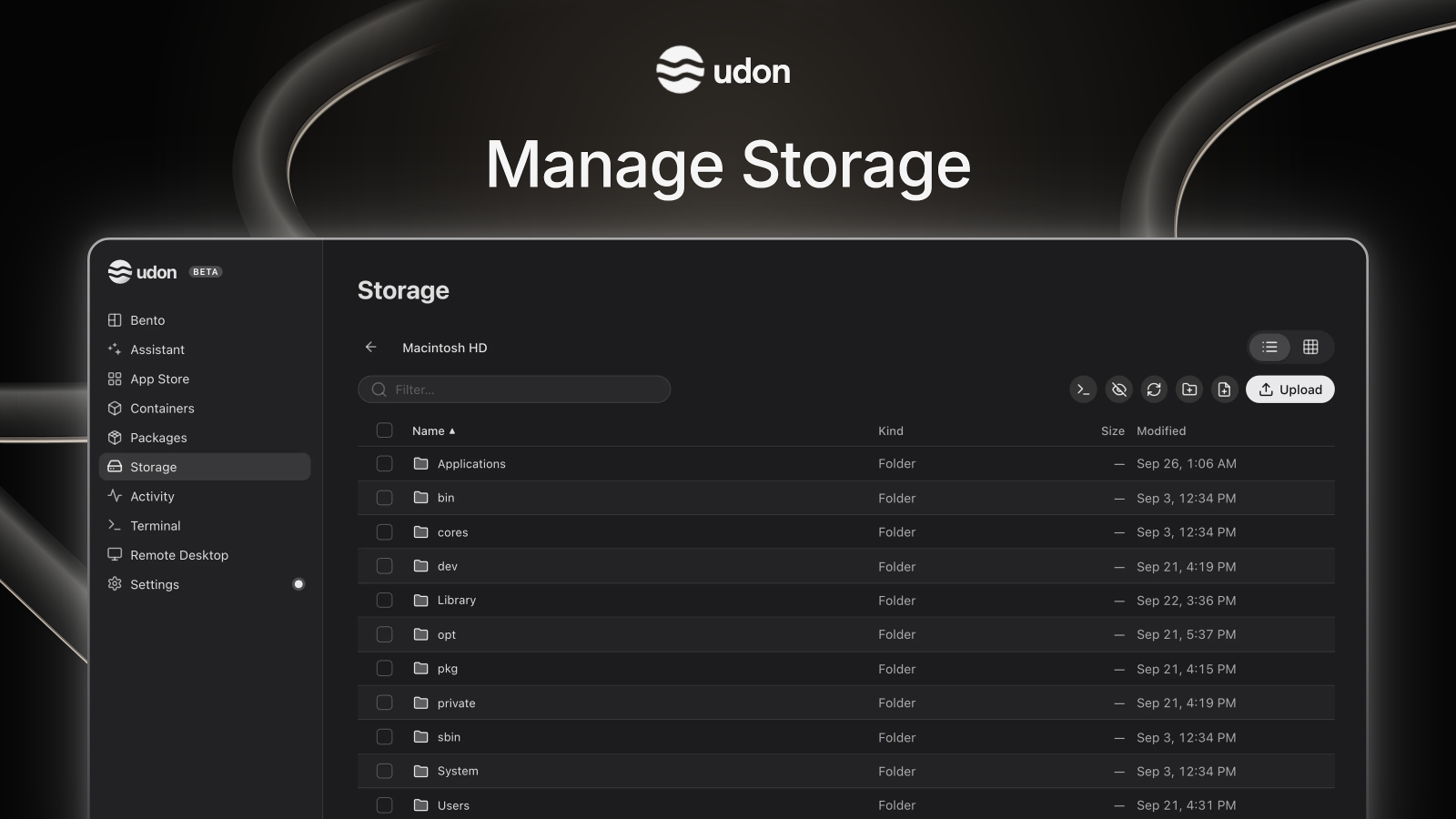 Manage Storage, dark preview